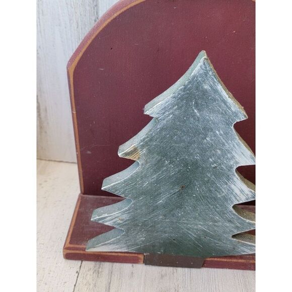 Wooden Christmas pine tree mail holder folk art Xmas home decor figure - Picture 3 of 9